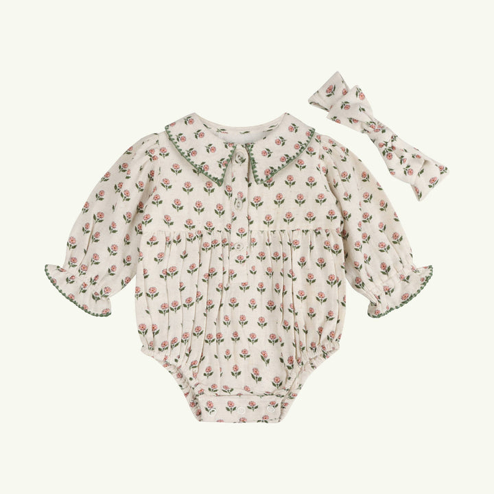rosamund block print romper &amp; headband on stork