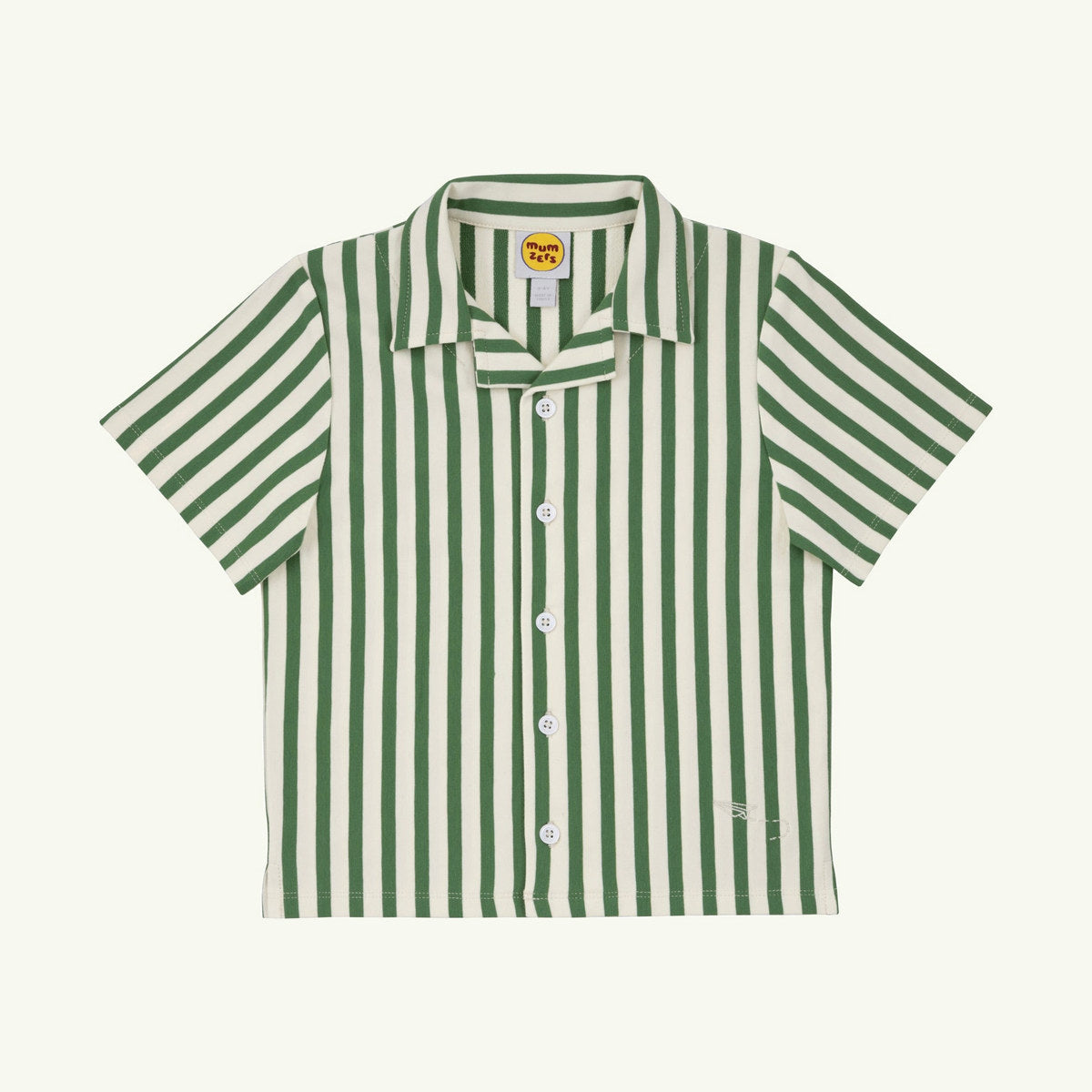 stripe and stroll camp collar shirt on stork