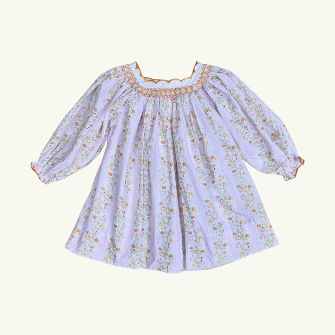 sweet pumpkins scalloped collar smocked dress on stork